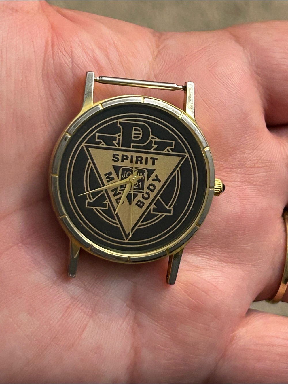 Gold and Black Spirit Mind Body Watch Case - Men's Accessory